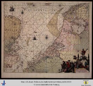 Mare Germanicum ab Amelandia ad Promontoria Caleti et Doverae. Pascaert van de Noort-Zee van Ameland tot de Hoofden.