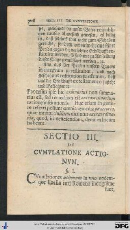 Sectio III. De Cumulatione Actionum.