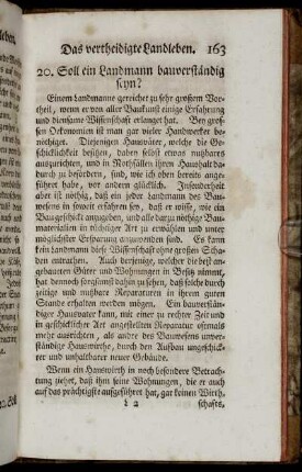 20. Soll ein Landmann bauverständig seyn?