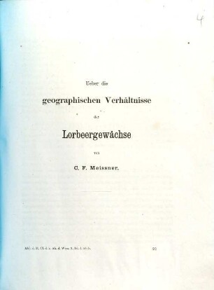 Ueber die geographischen Verhältnisse der Lorbeergewächse