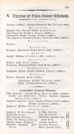 X. Direction der Bebra-Hanauer Eisenbahn.