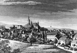 Oschatz. Stadtansicht, aus: Schiffner 1840