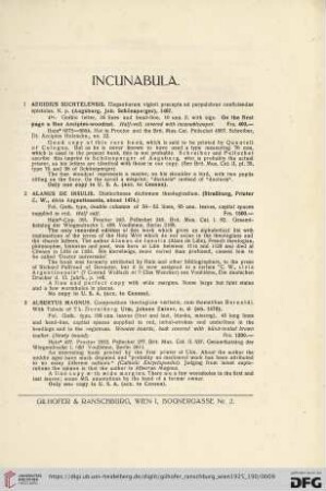 Incunabula (Nr.1-107)