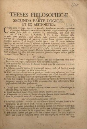 Theses philosophicæ ex secunda parte logicæ, et ex arithmetica.