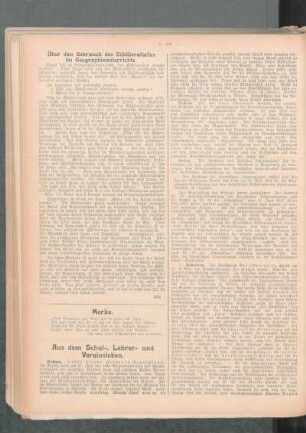 Über den Gebrauch des Schüleratlasses im Geographieunterrichte