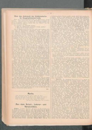 Über den Gebrauch des Schüleratlasses im Geographieunterrichte