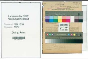 Entnazifizierung Peter Zisting , geb. 17.11.1898 (Brandmeister)