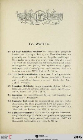 Waffen, Diverse Kunstgegenstände (Nr. 276-346)