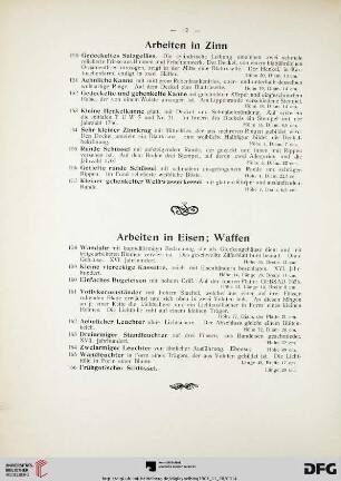 Arbeiten in Eisen; Waffen (Nr. 158-178)