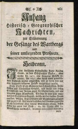 161-188, Anhang historisch-geographischer Nachrichten