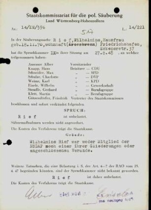 Rief, Wilhelmine