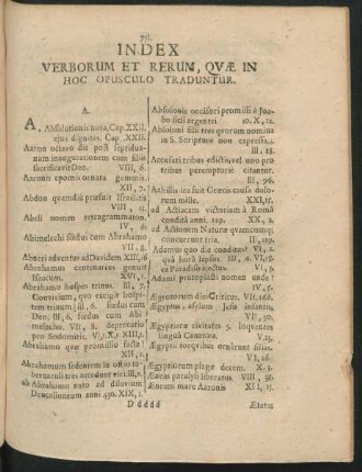Index Verborum Et Rerum, Quae In Hoc Opusculo Traduntur.