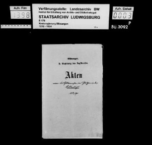 Schuldenwesen der Gesamt- und der Teilgemeinde Freudenbach sowie der Teilgemeinden Erdbach und Schön