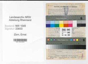 Entnazifizierung Ernst Zorn , geb. 19.09.1893 (Zollbeamter)