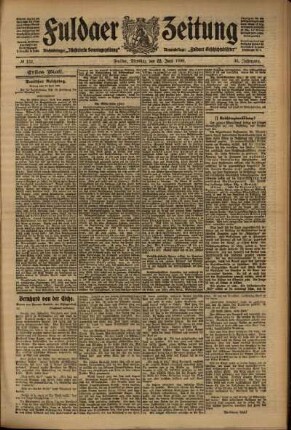 Erste Ausgabe vom Dienstag, den 22. Juni 1909.
