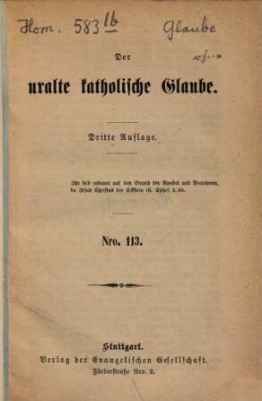 Der uralte katholische Glaube