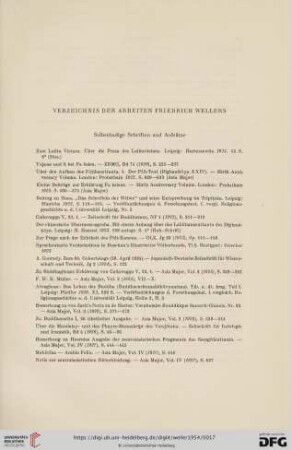 Verzeichnis der Arbeiten Friedrich Wellers