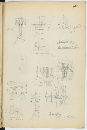 Schloss Ortenberg / Marienkirche, Gelnhausen: Details (aus: Skizzen- und Fotoalbum 7)