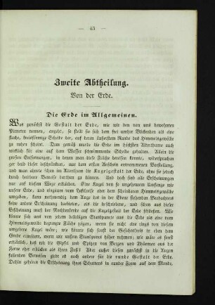 Zweite Abtheilung. Von der Erde.