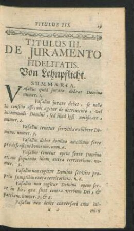 Titulus III. De Iuramento Fidelitatis.