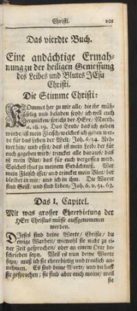 Das vierdte Buch. Ein andächtige Ermahnung zu der heiligen Geniessung des Leibes und Blutes Jesu Christi.