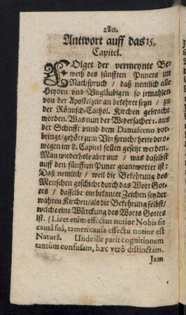 Antwort auff das 15. Capitel.