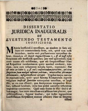 Dissertatio Inauguralis Juridica De Testamenti Inofficiosi Eversione
