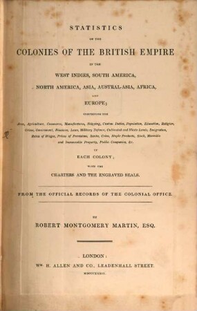 Statistics of the colonies of the British empire