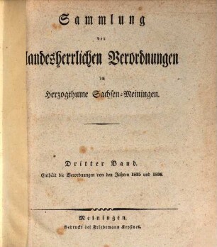 Sammlung der landesherrlichen Verordnungen im Herzogthum Sachsen-Meiningen, 3. 1835/36