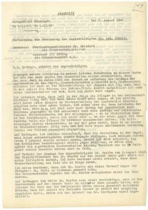 Dr. med. Eugen Stähle - Vernehmungsfortsetzung (Abschrift) - Qu. 18-23