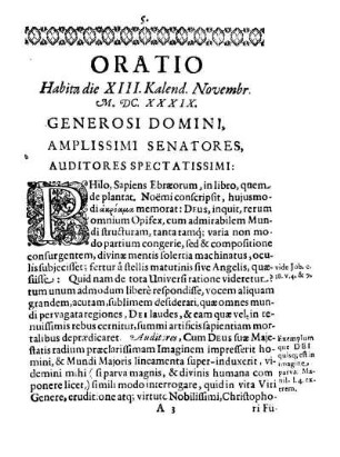 Oratio. Habita die XIII. Kalend. Novembr. M.DC.XXXIX.