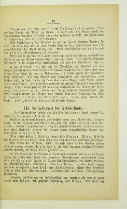 III. Beschaffenheit der Erdoberfläche