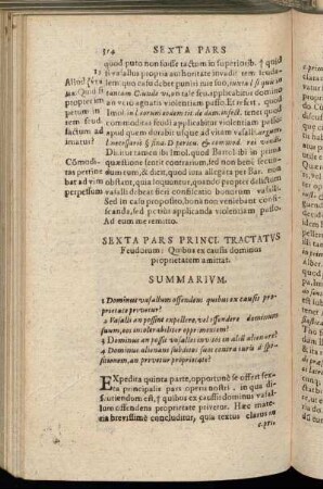 Sexta Pars Princi. Tractatus Feudorum: Quibus ex causis dominus proprietatem amittat.