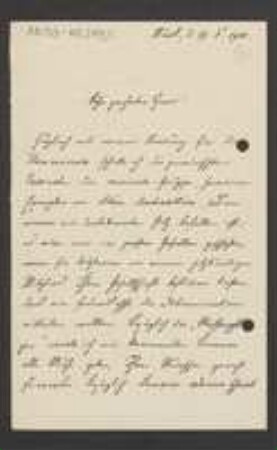 Brief von Wilhelm Gugler an Unbekannt