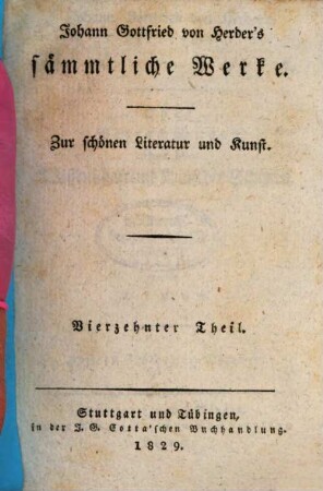 Johann Gottfried von Herder's kritische Wälder oder Betrachtungen über die Wissenschaft und Kunst des Schönen : 1769. 2/3