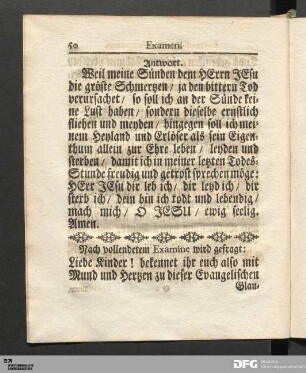 Formular der Confirmation.