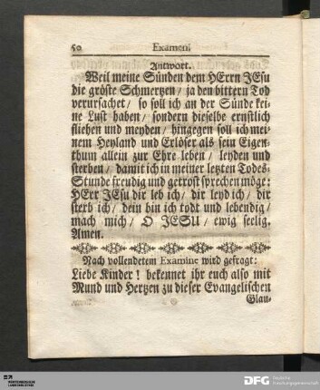 Formular der Confirmation.