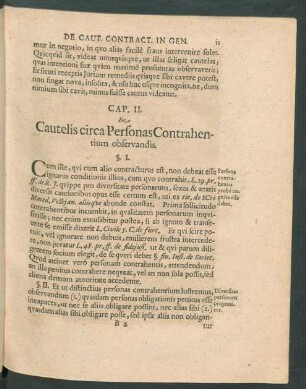 Cap. II. De Cautelis circa Personas Contrahentium observandis.