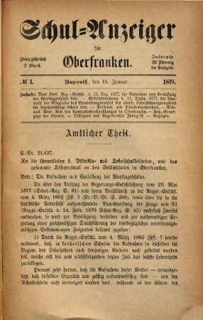 Schulanzeiger für Oberfranken. 3, 3. 1878