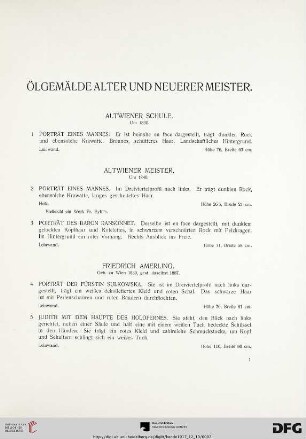 Ölgemälde alter und neuerer Meister (Nr. 1-90)