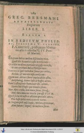 Elegiarum liber I.