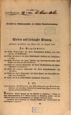 Protokolle der Militärcommission der Teutschen Bundesversammlung : Sitzung ... 1825/26 = Sitz. 77 - 96