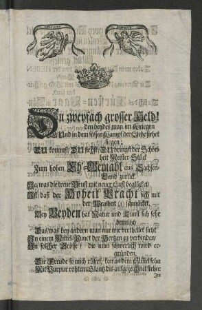 [Gedicht zur Hochzeit des dänischen Kronprinzen.]