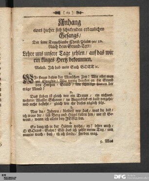 Anhang eines hieher sich schickenden erbaulichen Gesangs