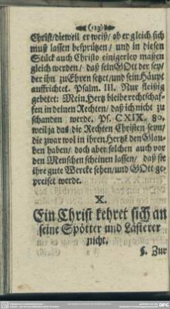 X. Ein Christ kehret sich an seine Spötter und Lästerer nicht