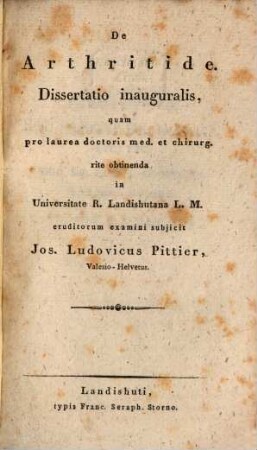 De arthritide : Diss. inaug.