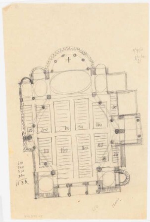 Pfarrkirche Sankt Martinus, Olpe: Grundrissstudie mit Einzeichnung der Sitzplätze