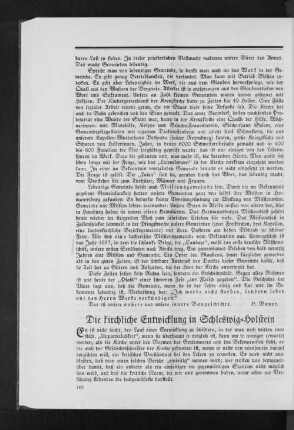 Die kirchliche Entwicklung in Schleswig-Holstein