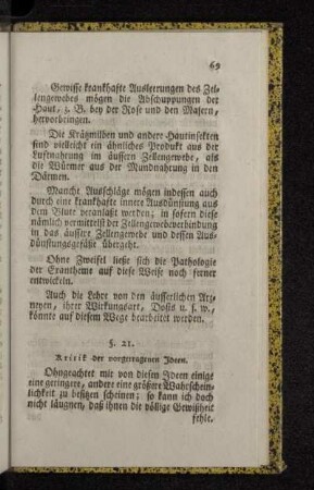 §. 21. Kritik der vorgetragenen Ideen.