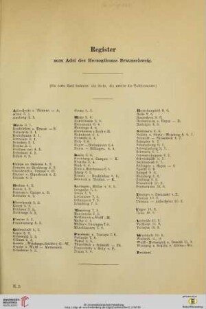 Register zum Adel des Herzogthums Braunschweig
